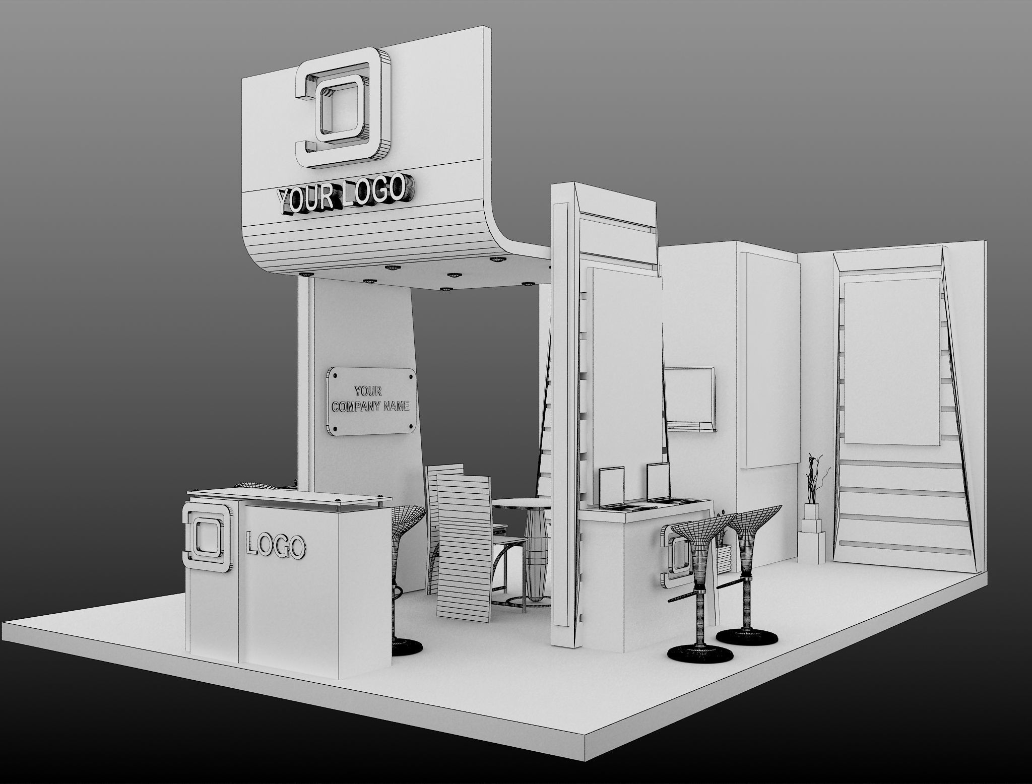 Booth Exhibition Stand a593d 3D model_1