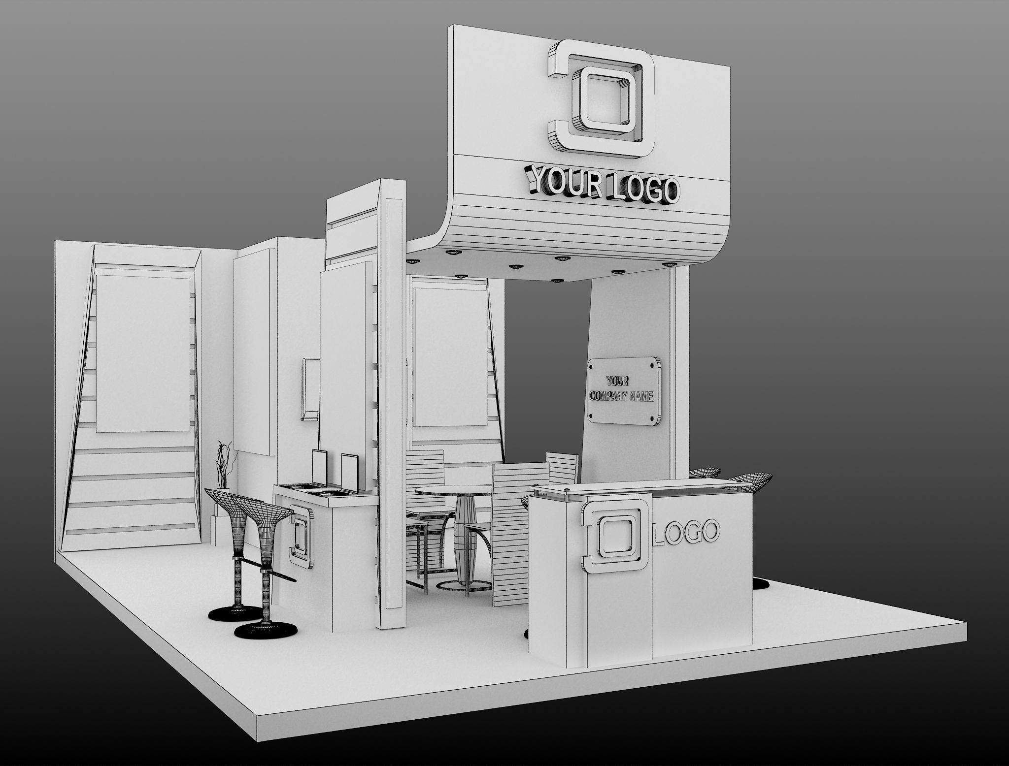 Booth Exhibition Stand a593d 3D model_3