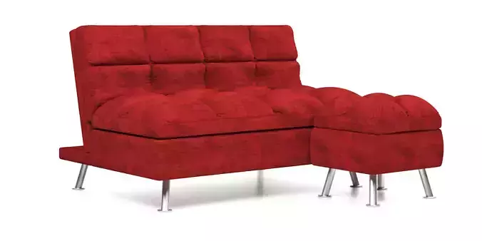 Carissa 3 Seater Fabric Sofabed with Ottoman -Cranberry