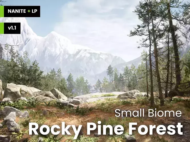 Rocky Pine Trees Forest Biome Low-poly 3D model
