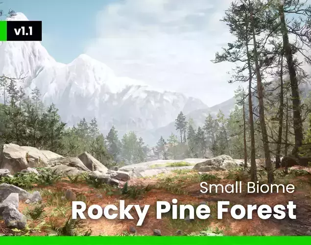 Rocky Pine Trees Forest Biome Low-poly 3D model