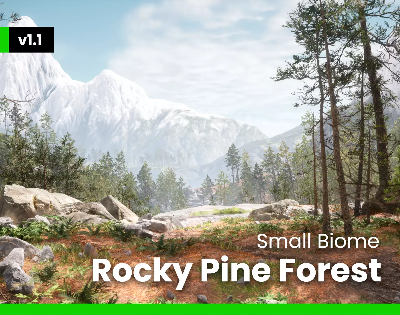Rocky Pine Trees Forest Biome Low-poly 3D model_0