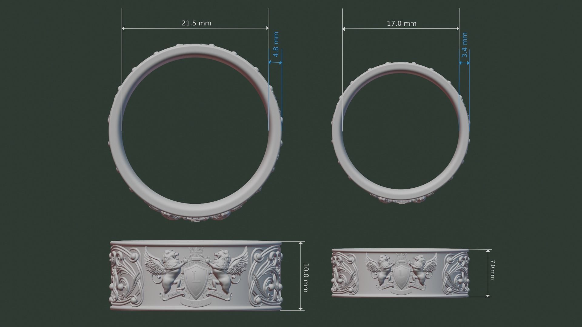 Family ring 3D print model_18