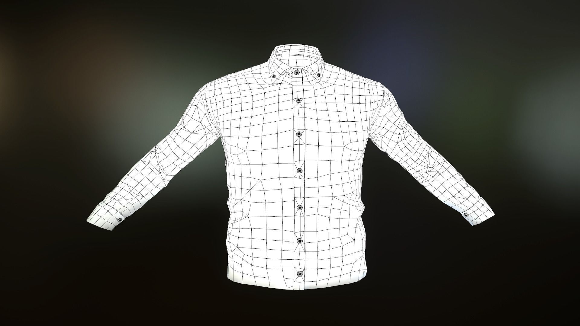 Brown Flannel Button Up Shirt  Low-poly 3D model_17