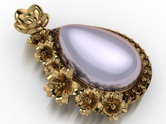 rose pendant 3D print model_6