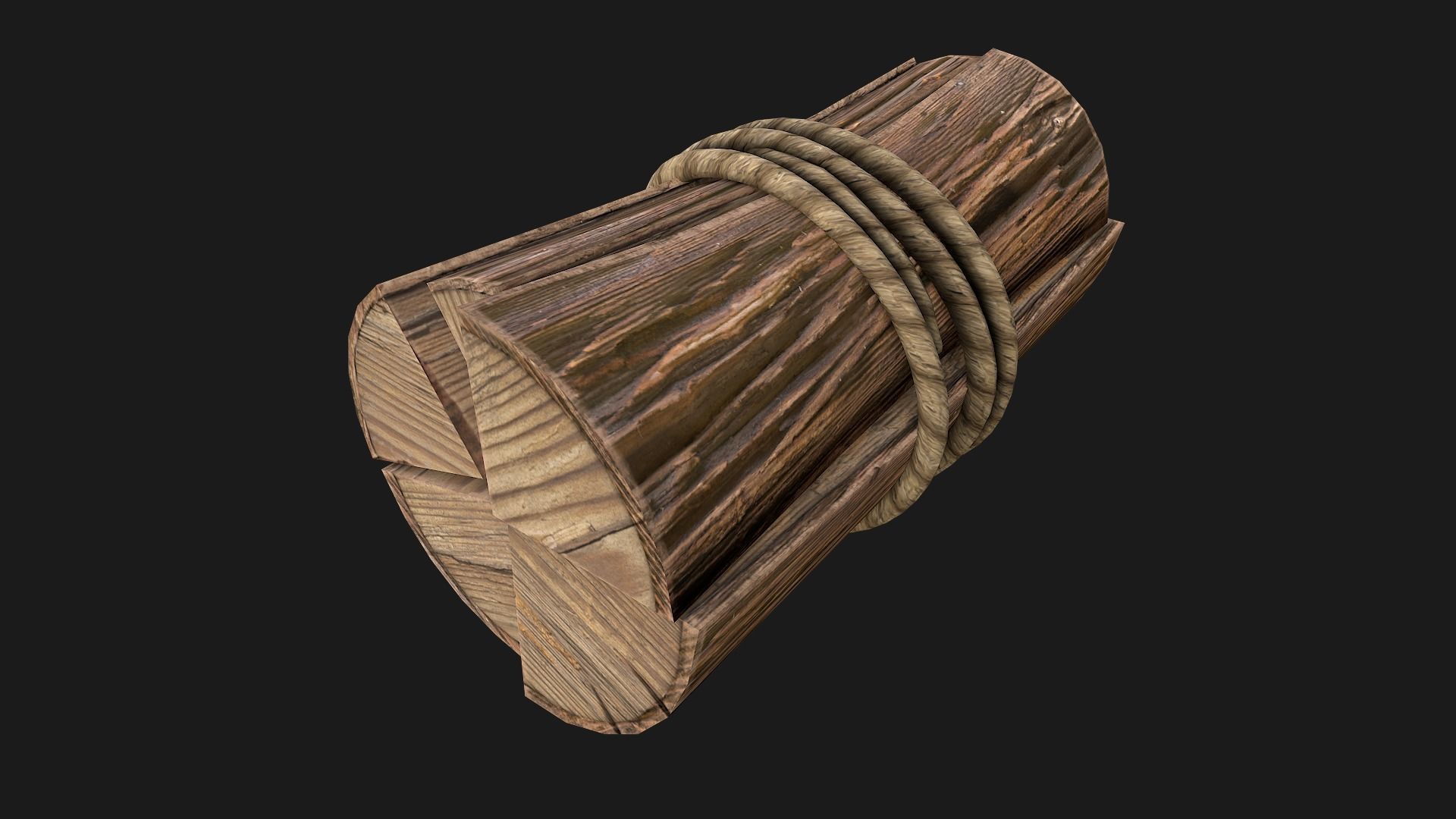 Bundle Of Firewood Low-poly 3D model_11