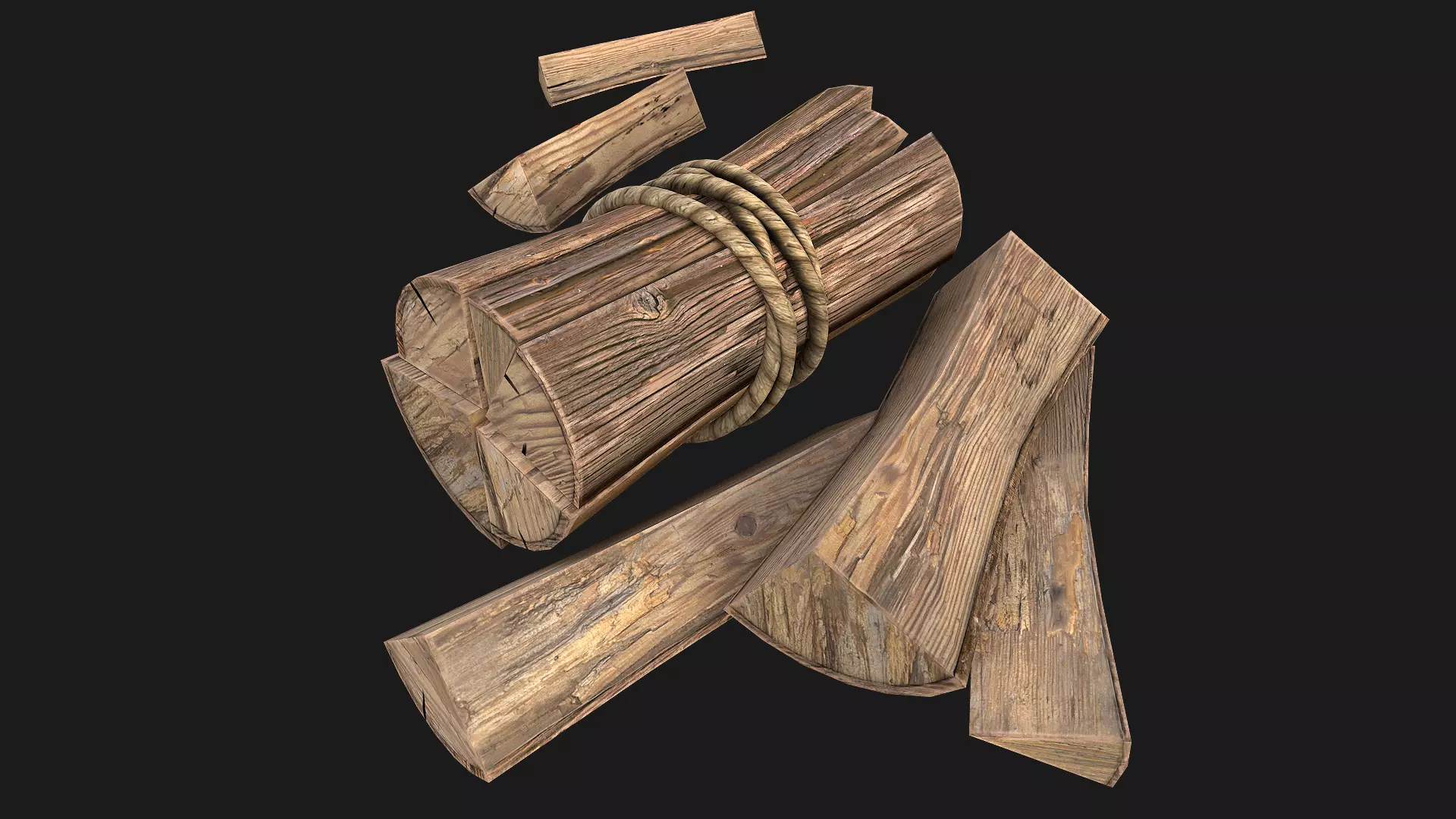 Bundle Of Firewood Low-poly 3D model_0