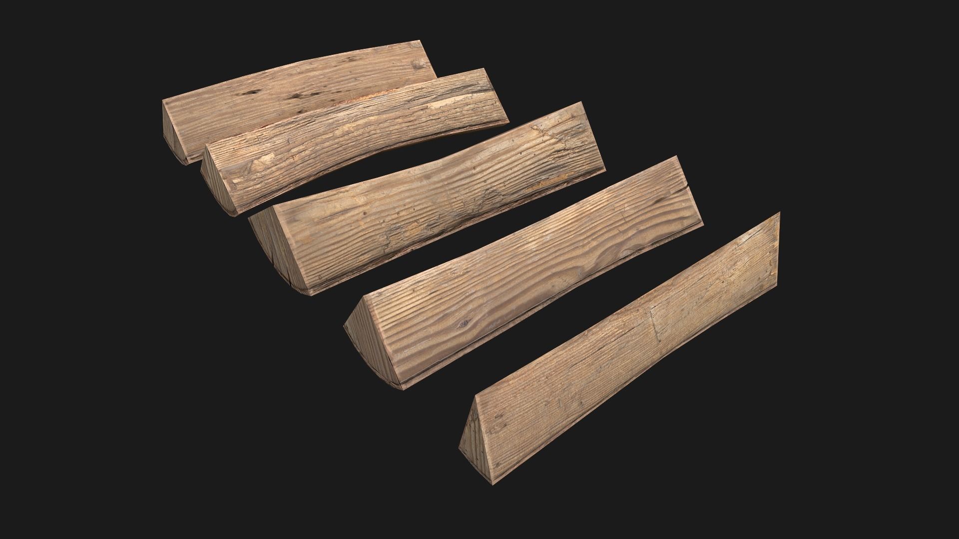 Bundle Of Firewood Low-poly 3D model_7