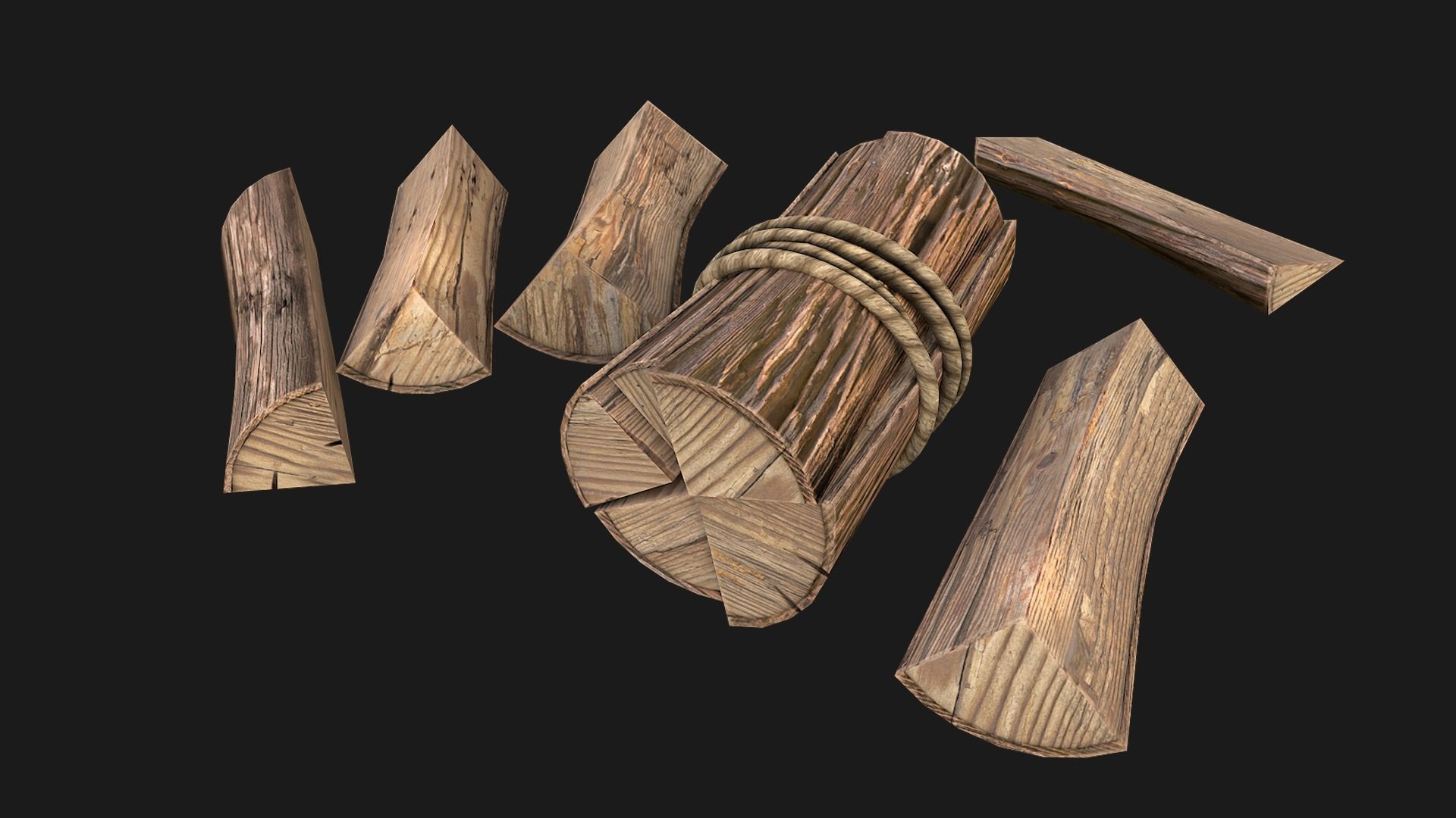 Bundle Of Firewood Low-poly 3D model_5