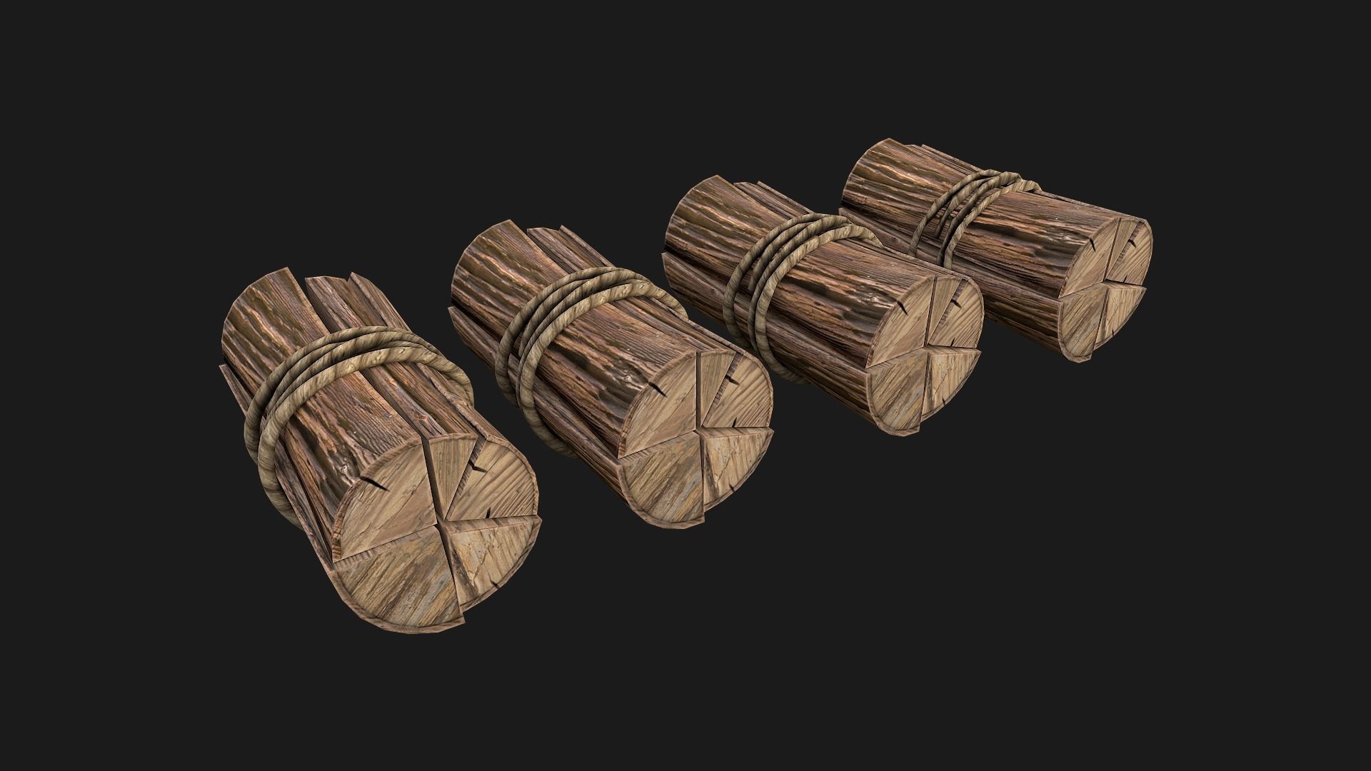 Bundle Of Firewood Low-poly 3D model_9