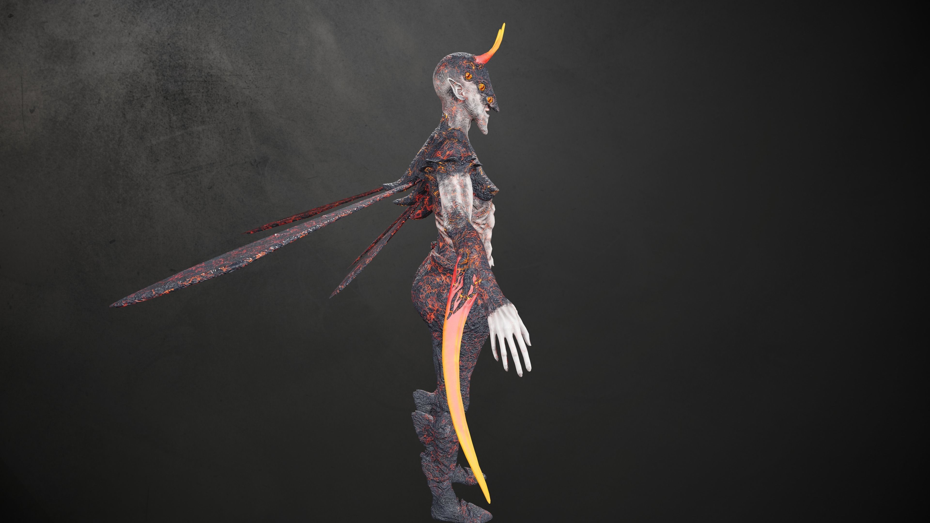 Elliel demon with horns Low-poly 3D model_3