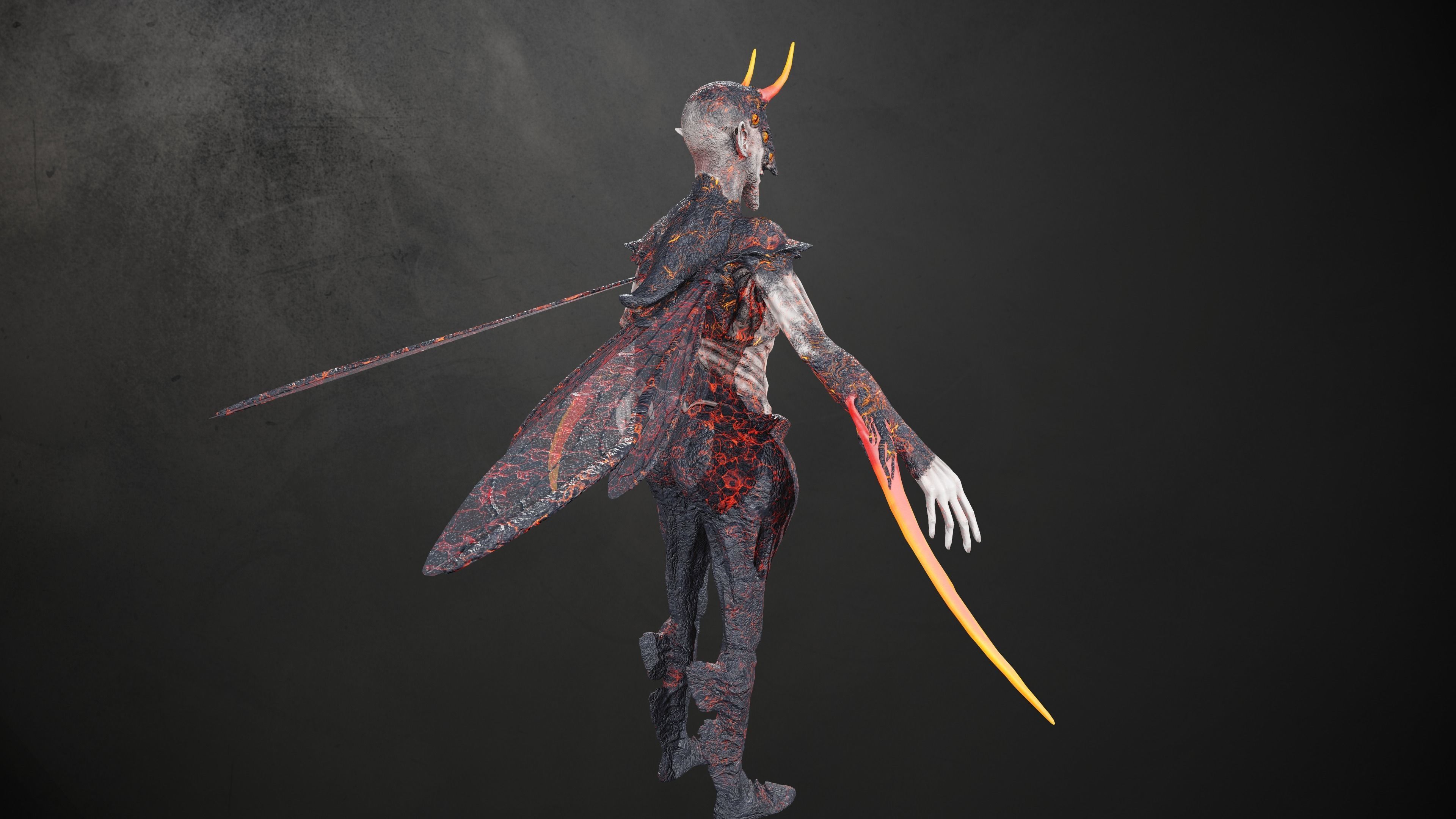 Elliel demon with horns Low-poly 3D model_4