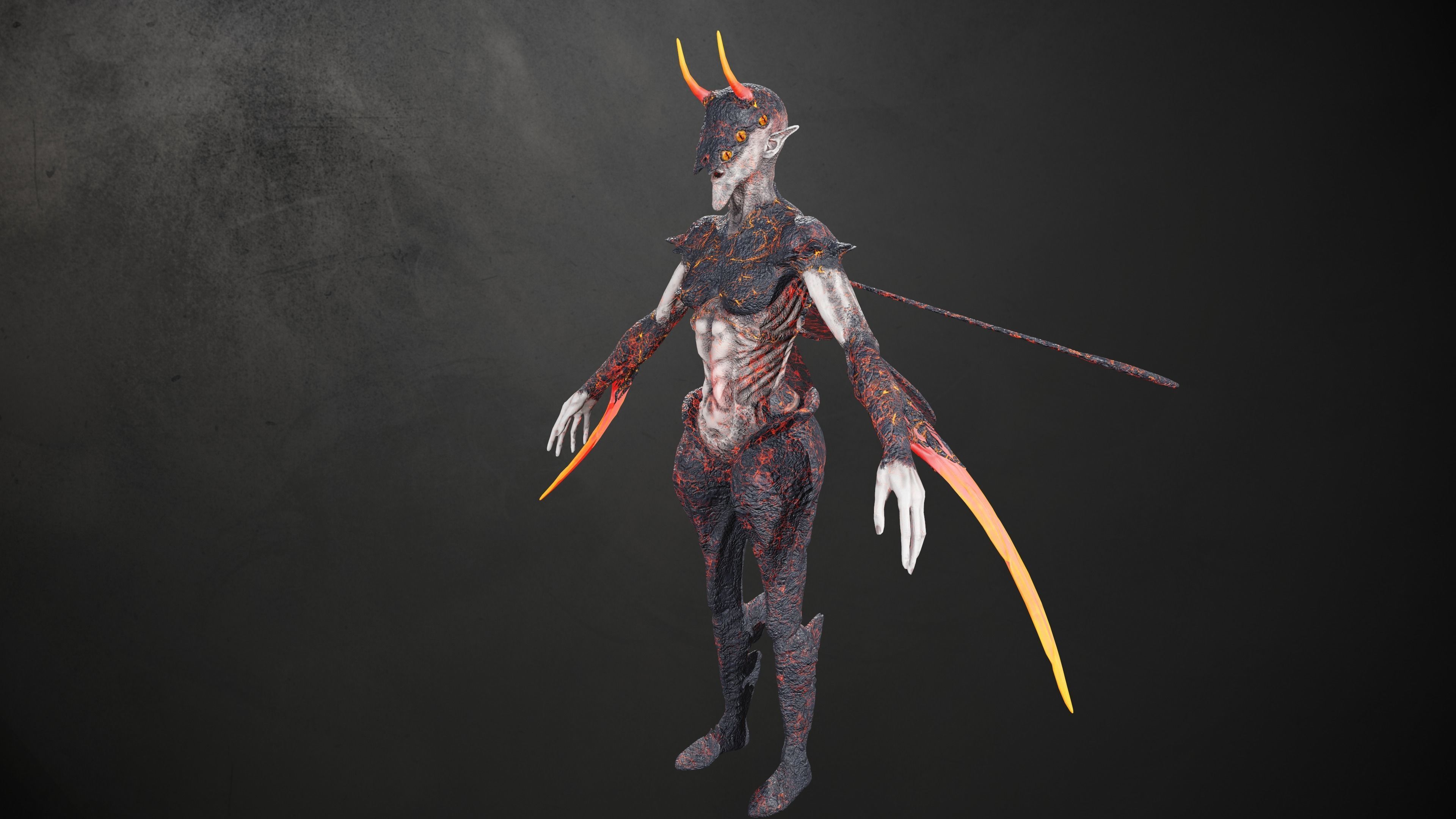 Elliel demon with horns Low-poly 3D model_8