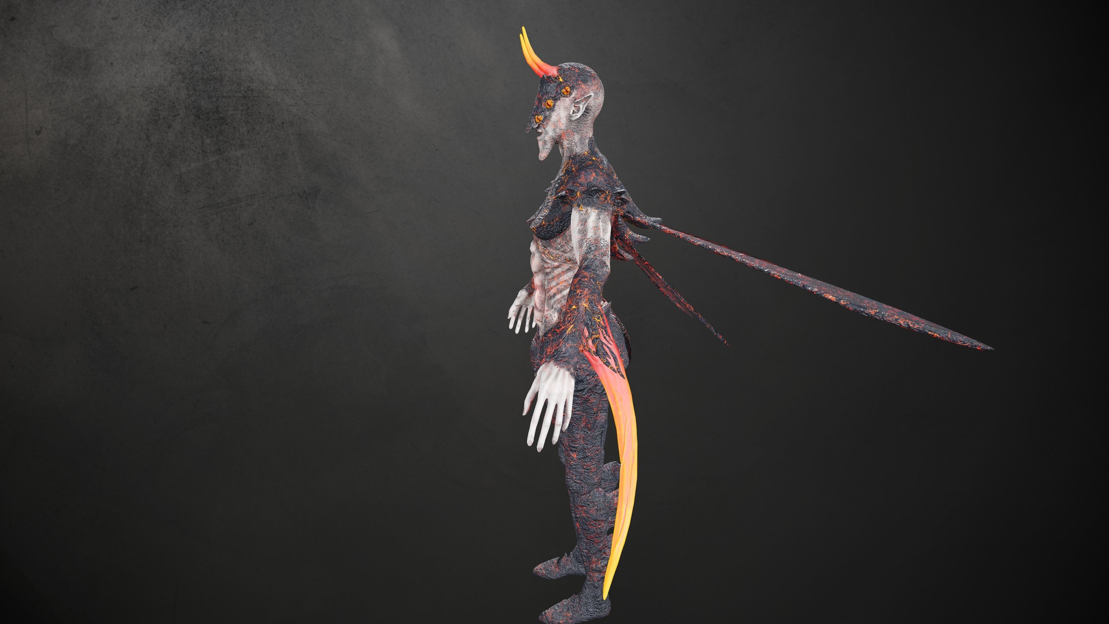 Elliel demon with horns Low-poly 3D model_7