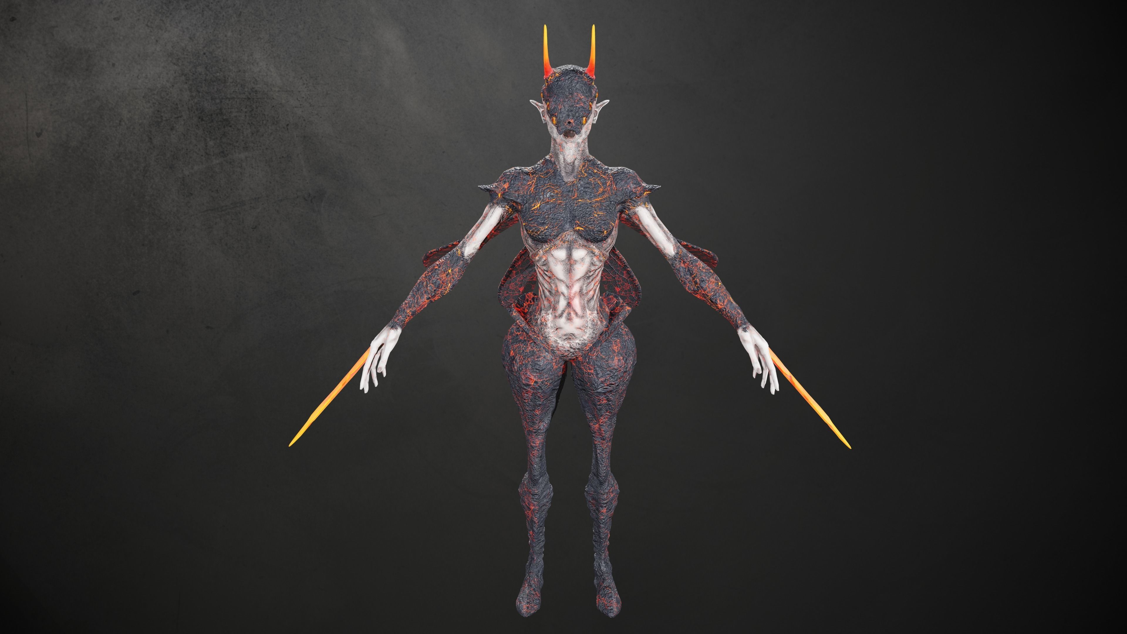 Elliel demon with horns Low-poly 3D model_1