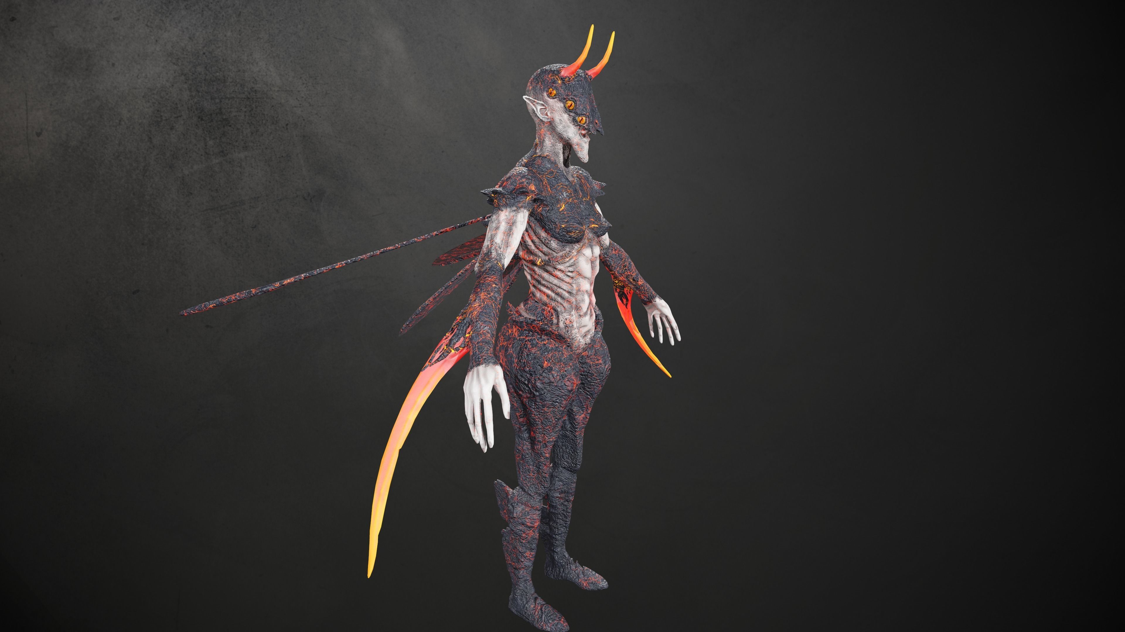 Elliel demon with horns Low-poly 3D model_2