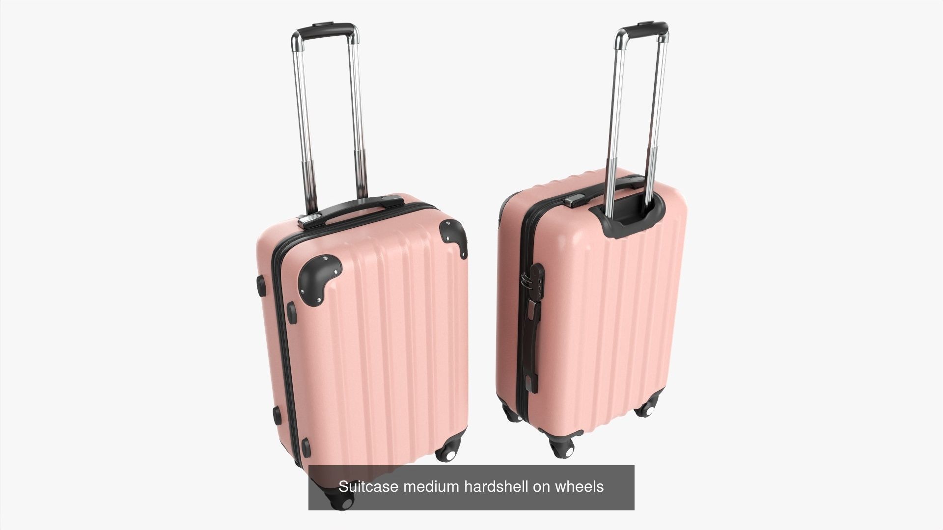 Suitcase hard-shell on wheels 3D Model Collection_3