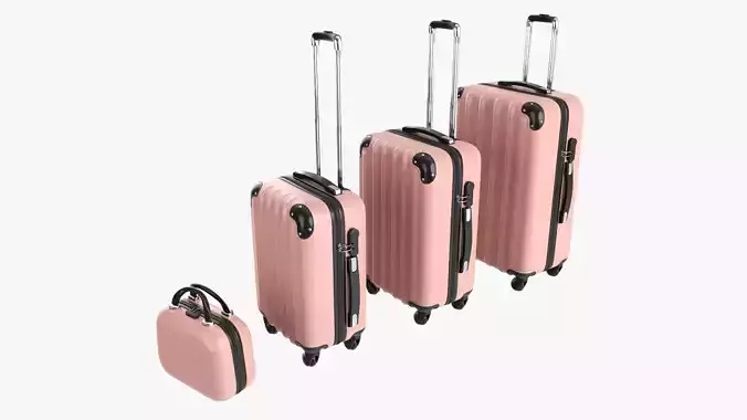 Suitcase hard-shell on wheels 3D Model Collection