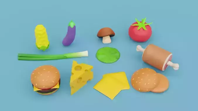 Burger Food Pack Low-poly 3D model