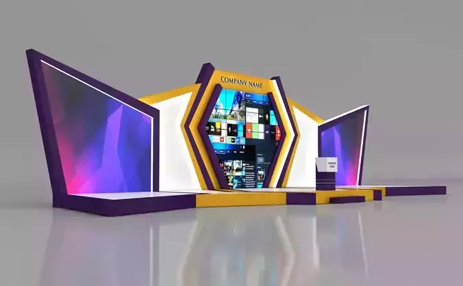 Booth Exhibition Stand Stall 5x20m Height 560 cm 3 Side Open 3D model