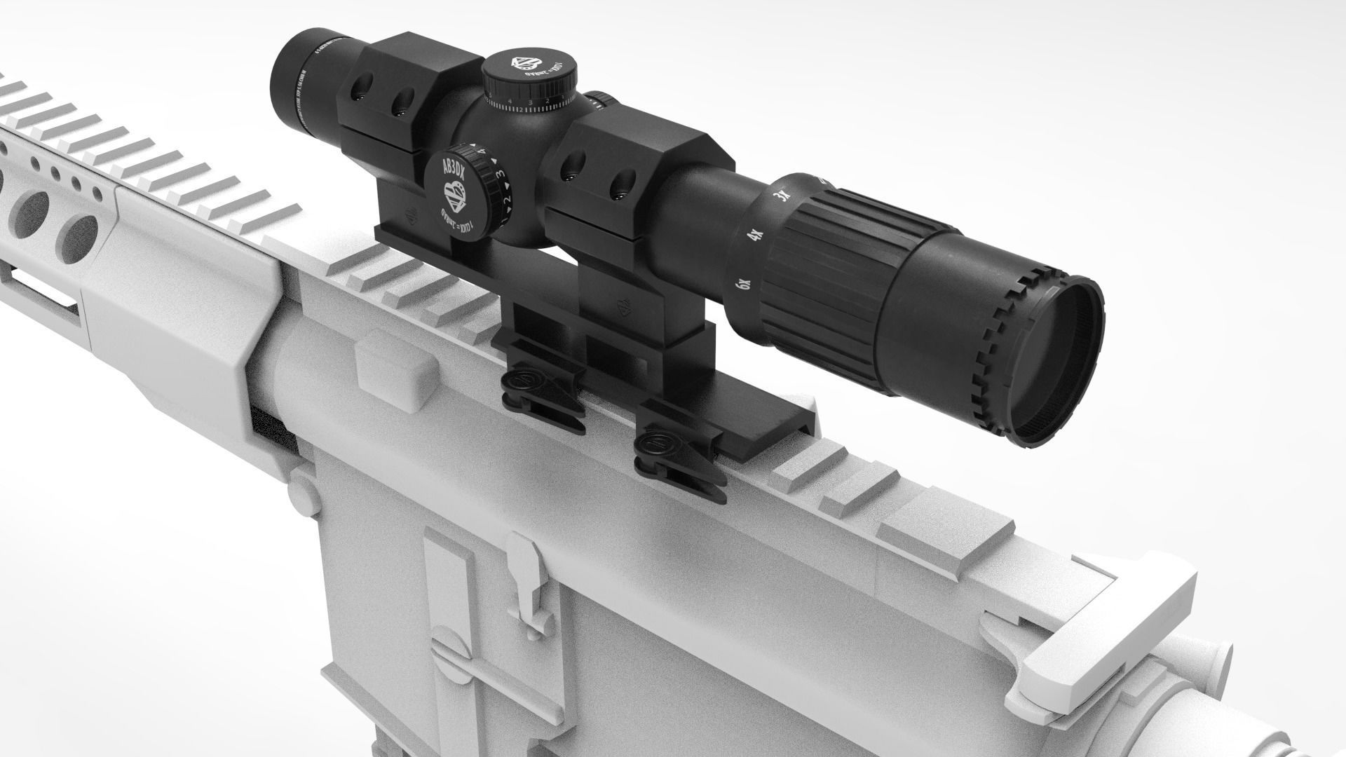 Leupold Mark 6 LPVO Low-poly 3D model_8