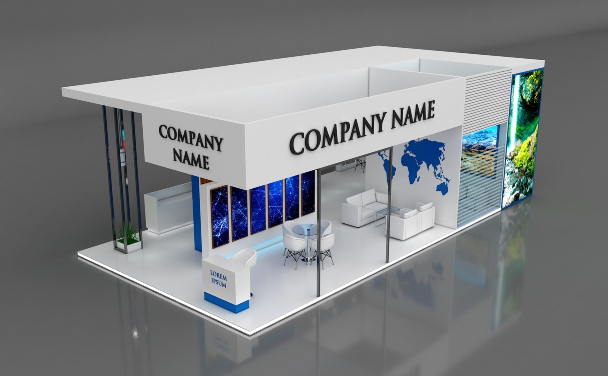 Booth Exhibition Stand Stall 12x6m Height 400 cm 1 Side Open 3D model_3