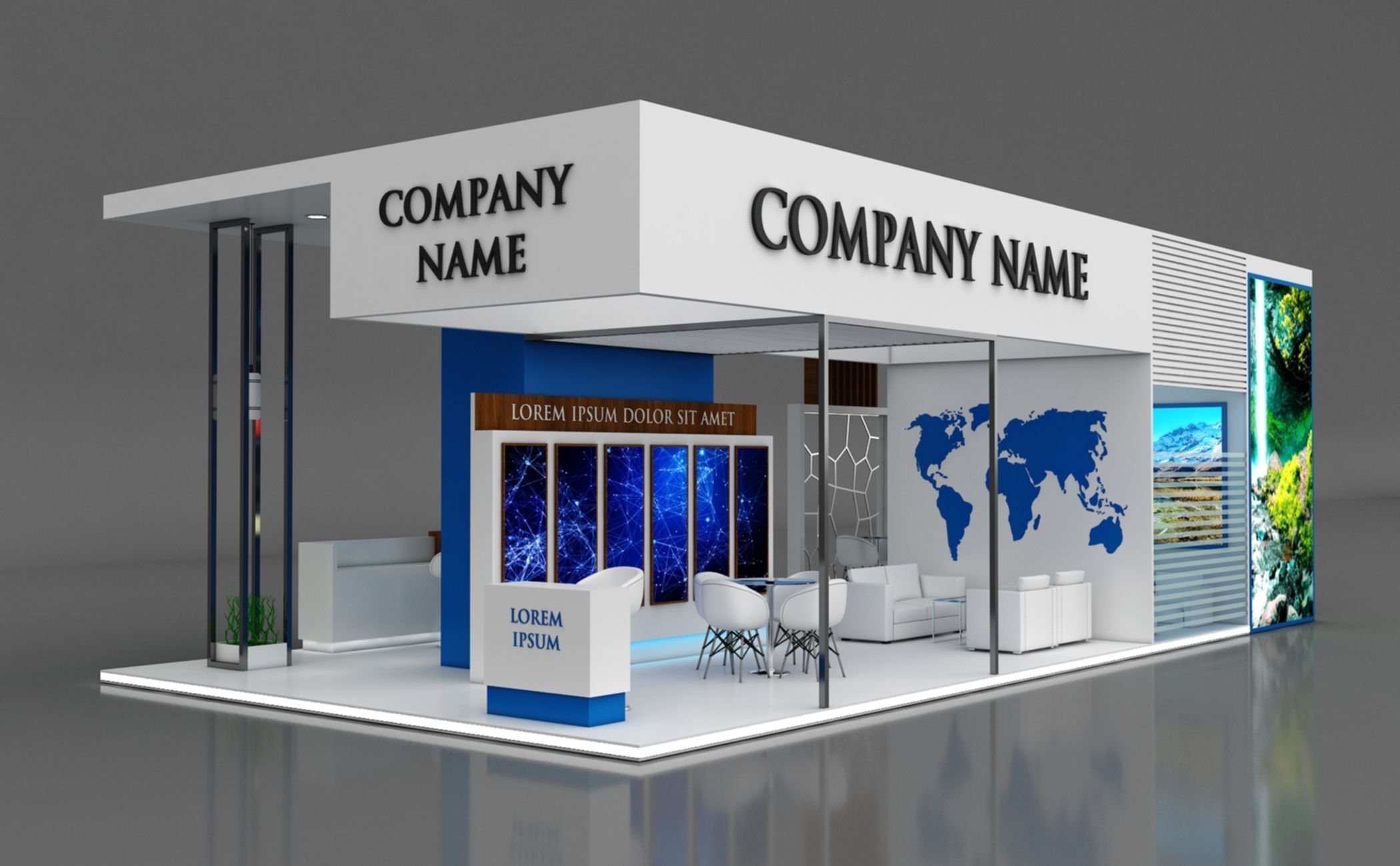 Booth Exhibition Stand Stall 12x6m Height 400 cm 1 Side Open 3D model_10