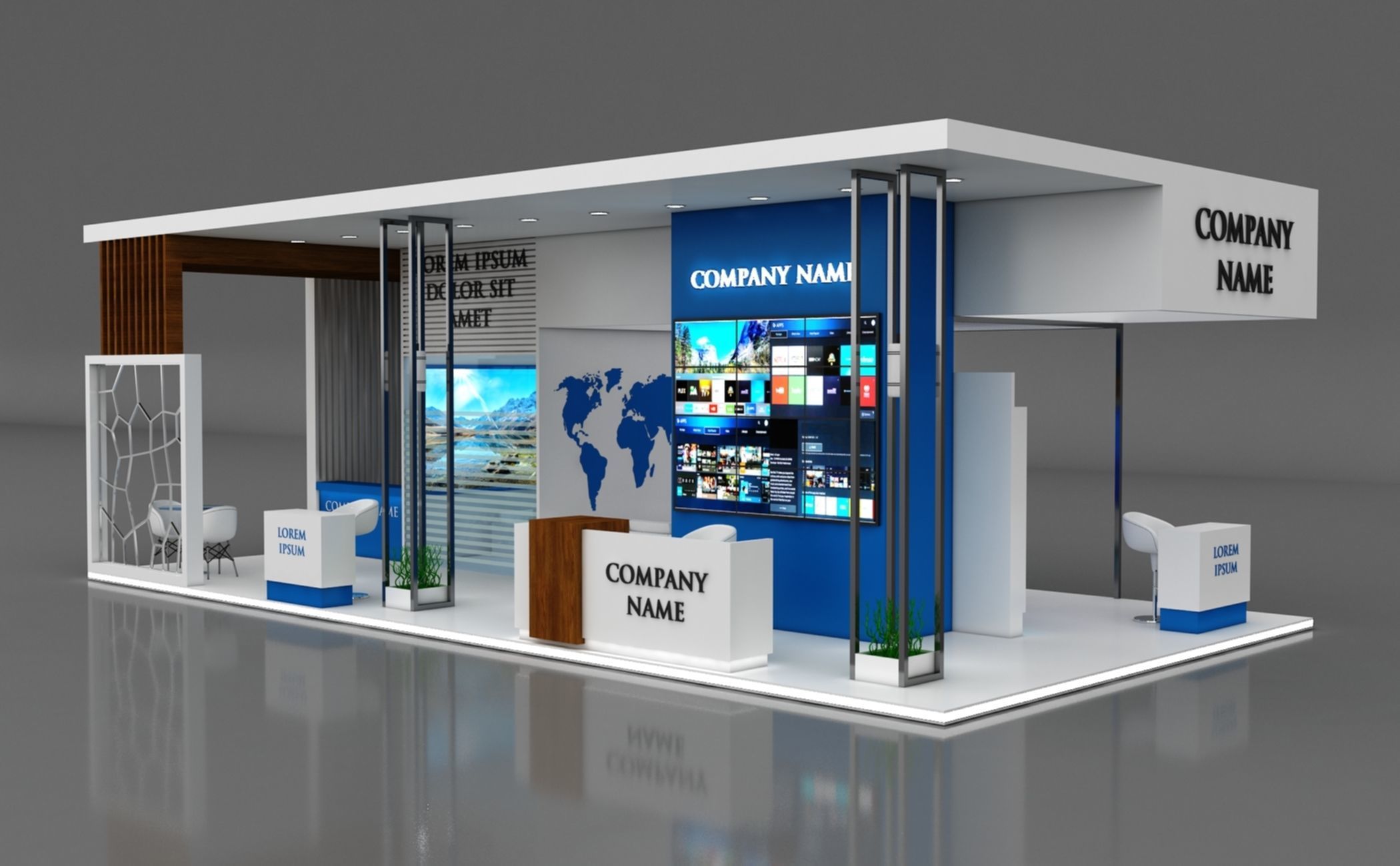 Booth Exhibition Stand Stall 12x6m Height 400 cm 1 Side Open 3D model_1
