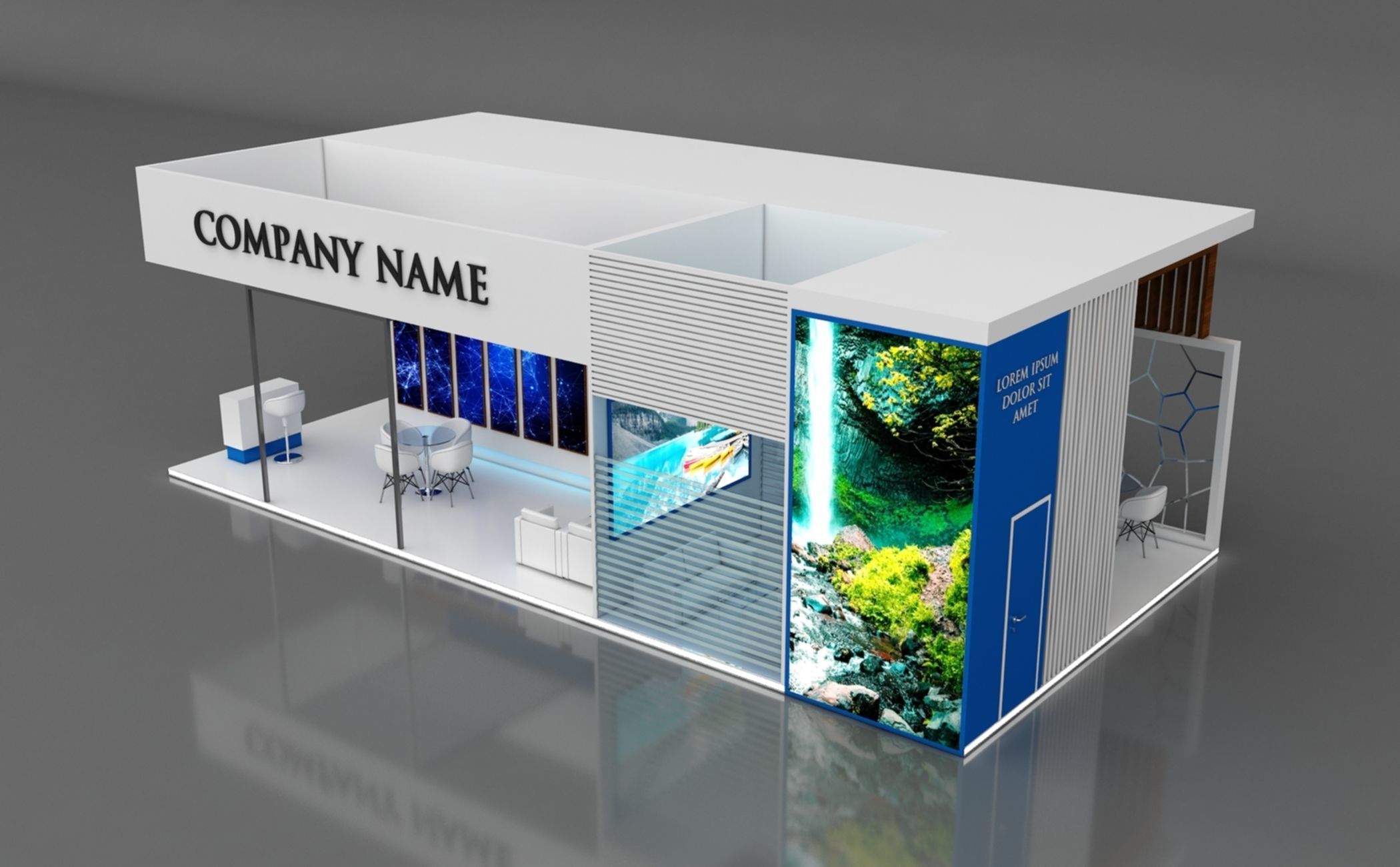 Booth Exhibition Stand Stall 12x6m Height 400 cm 1 Side Open 3D model_8