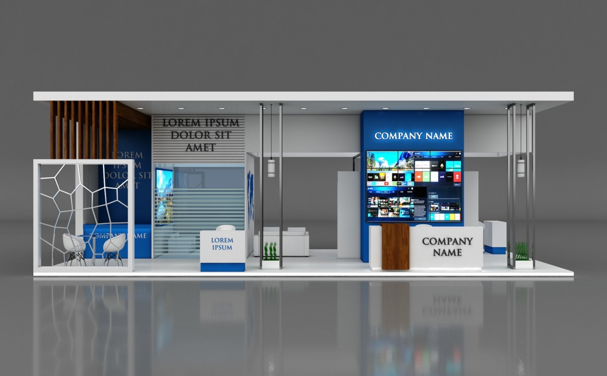 Booth Exhibition Stand Stall 12x6m Height 400 cm 1 Side Open 3D model_5