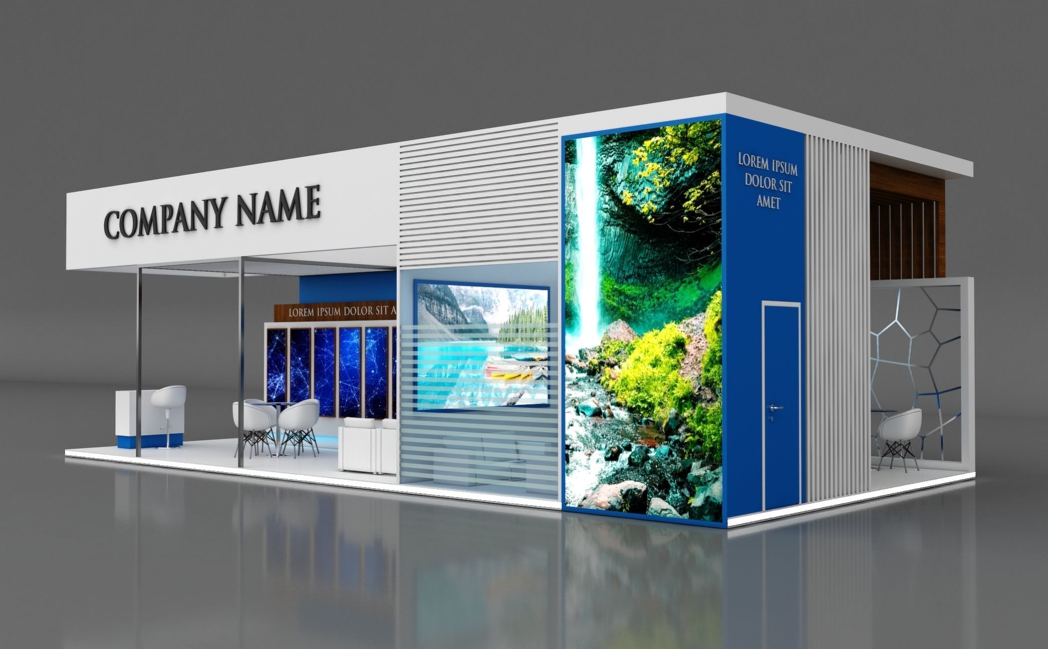 Booth Exhibition Stand Stall 12x6m Height 400 cm 1 Side Open 3D model_7