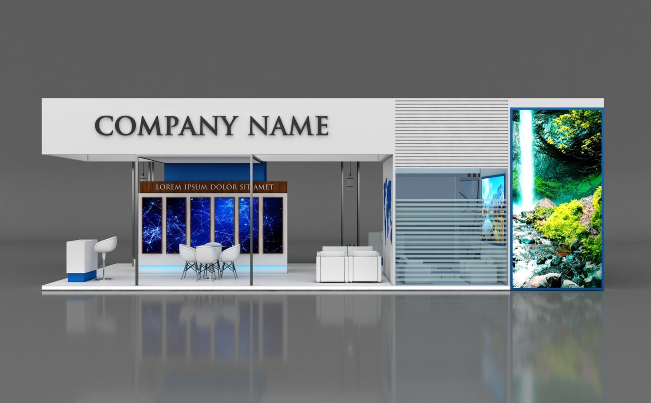 Booth Exhibition Stand Stall 12x6m Height 400 cm 1 Side Open 3D model_9