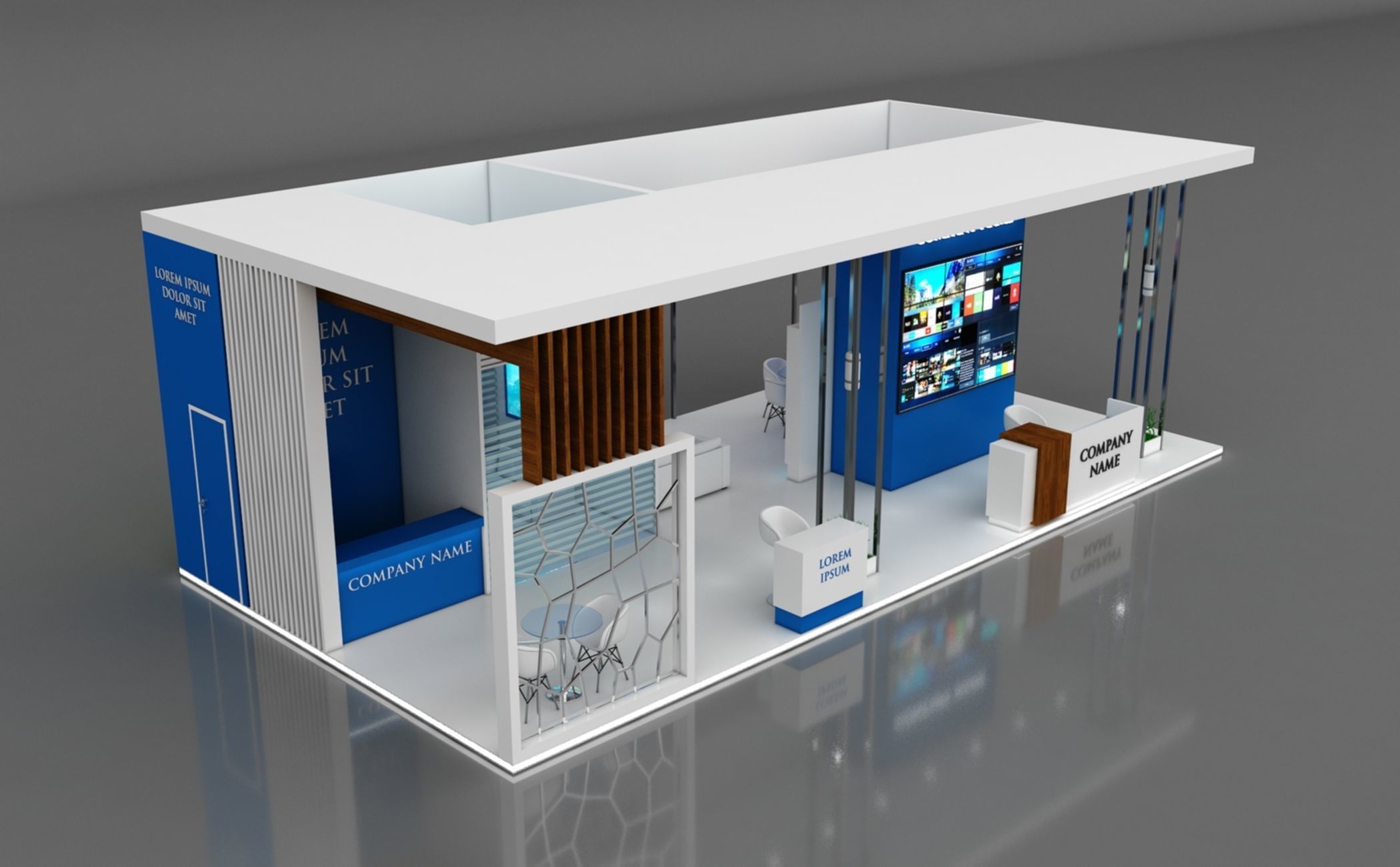 Booth Exhibition Stand Stall 12x6m Height 400 cm 1 Side Open 3D model_6
