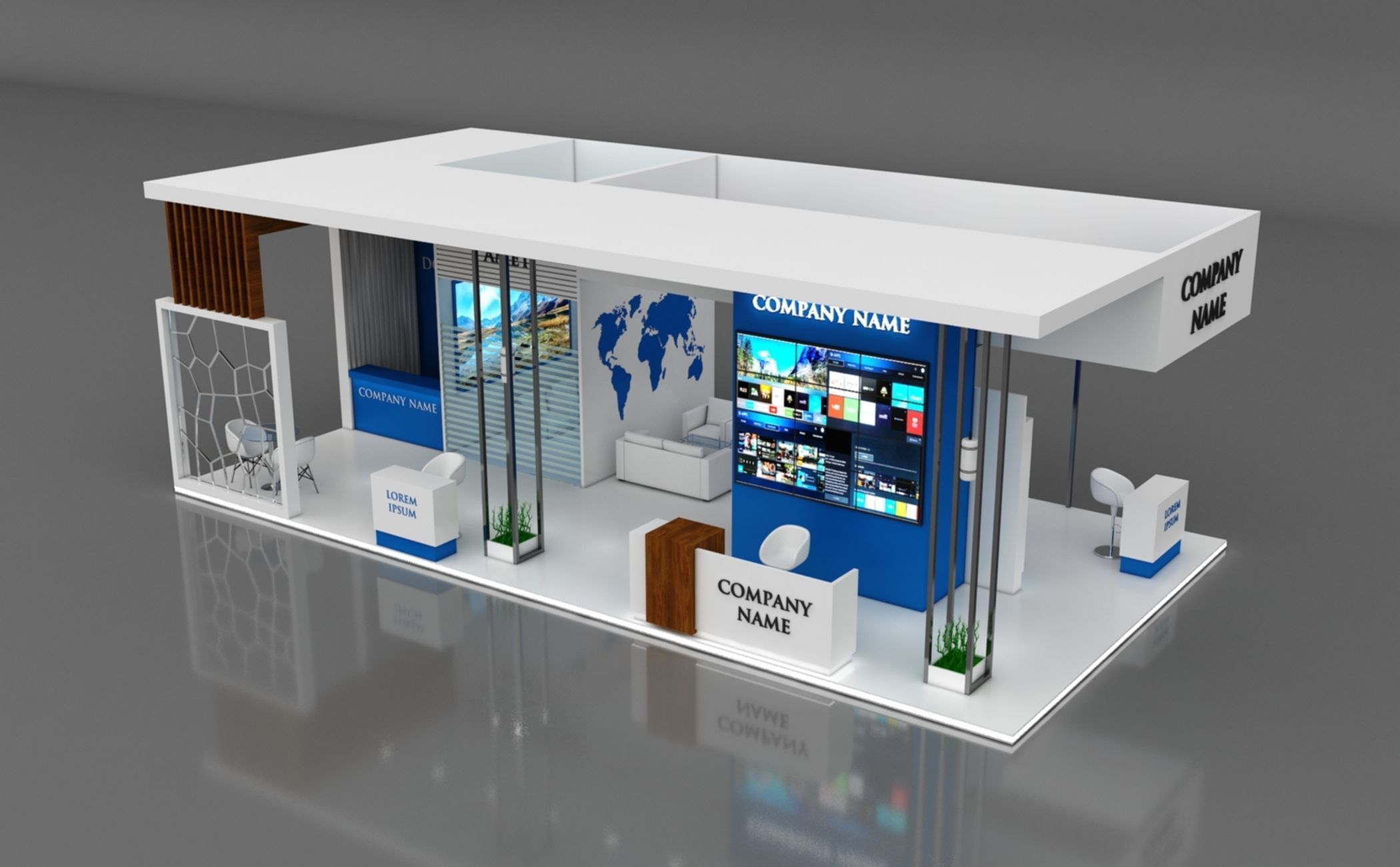 Booth Exhibition Stand Stall 12x6m Height 400 cm 1 Side Open 3D model_4