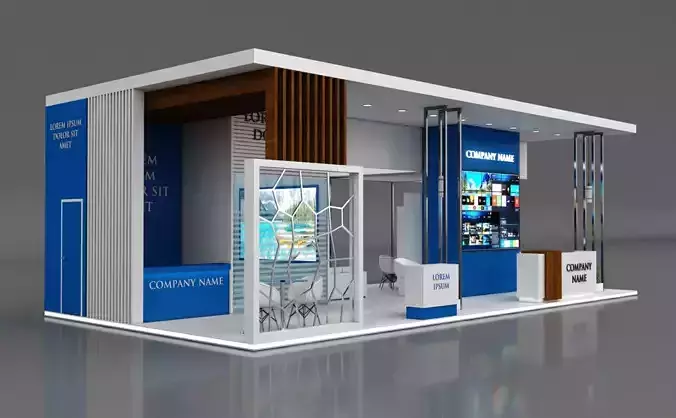 Booth Exhibition Stand Stall 12x6m Height 400 cm 1 Side Open 3D model
