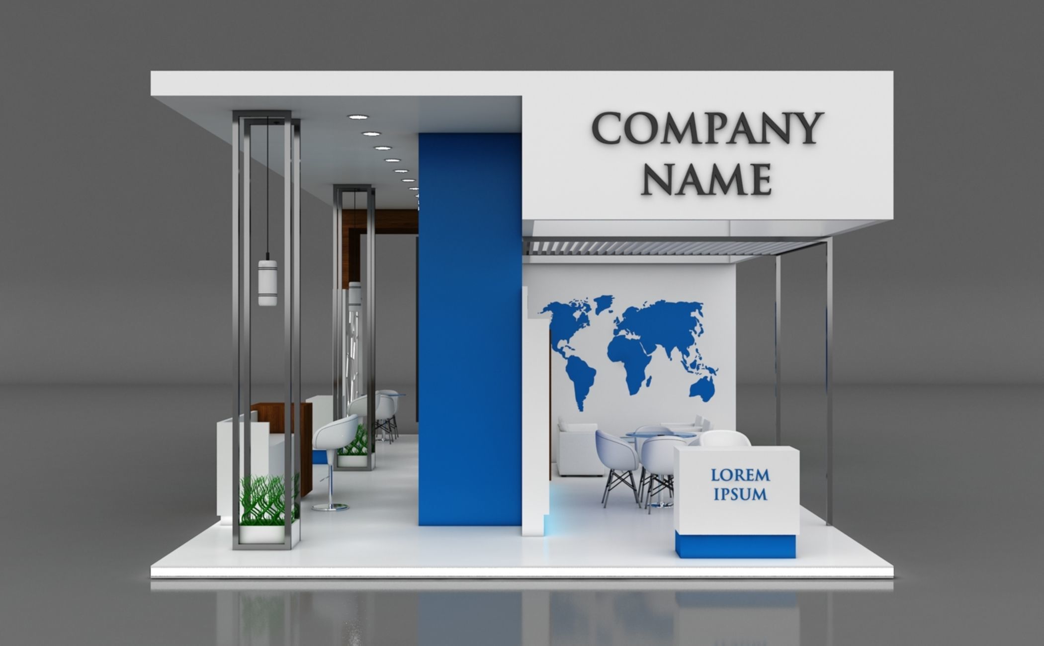 Booth Exhibition Stand Stall 12x6m Height 400 cm 1 Side Open 3D model_2