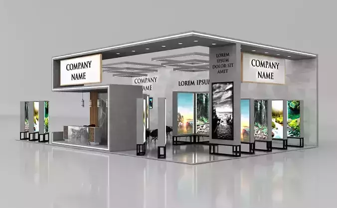 Booth Exhibition Stand Stall 16x10m Height 500 cm 3 Side Open 3D model
