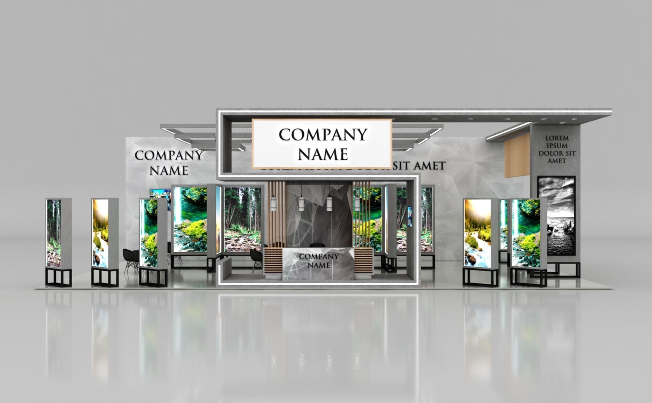 Booth Exhibition Stand Stall 16x10m Height 500 cm 3 Side Open 3D model_2