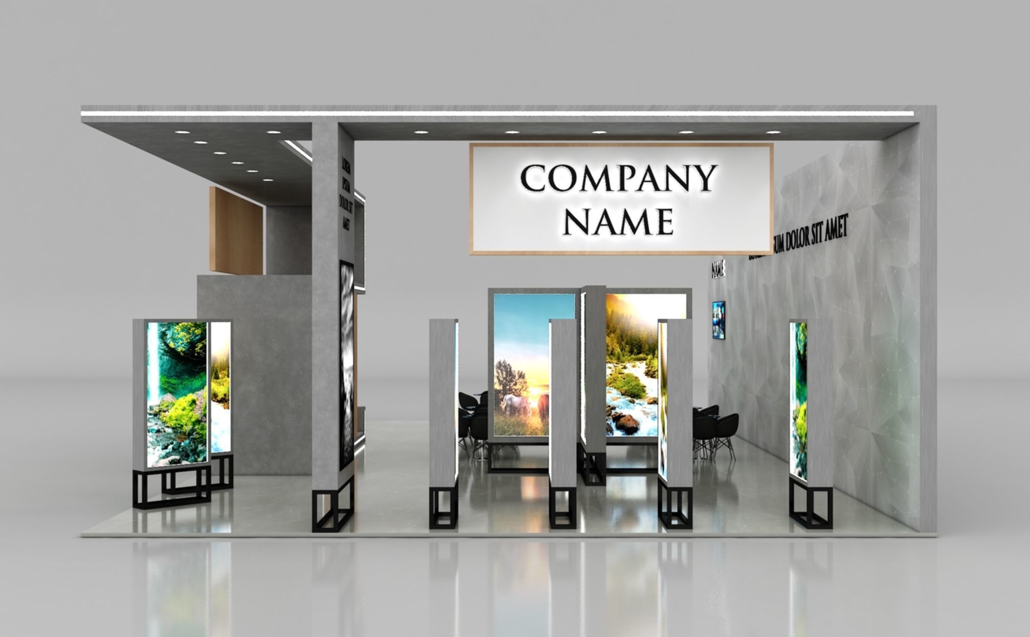 Booth Exhibition Stand Stall 16x10m Height 500 cm 3 Side Open 3D model_5