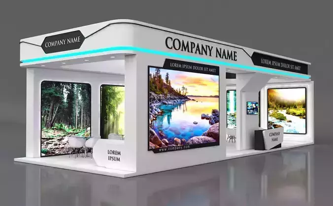 Booth Exhibition Stand Stall 15x6m Height 450 cm 3 Side Open 3D model