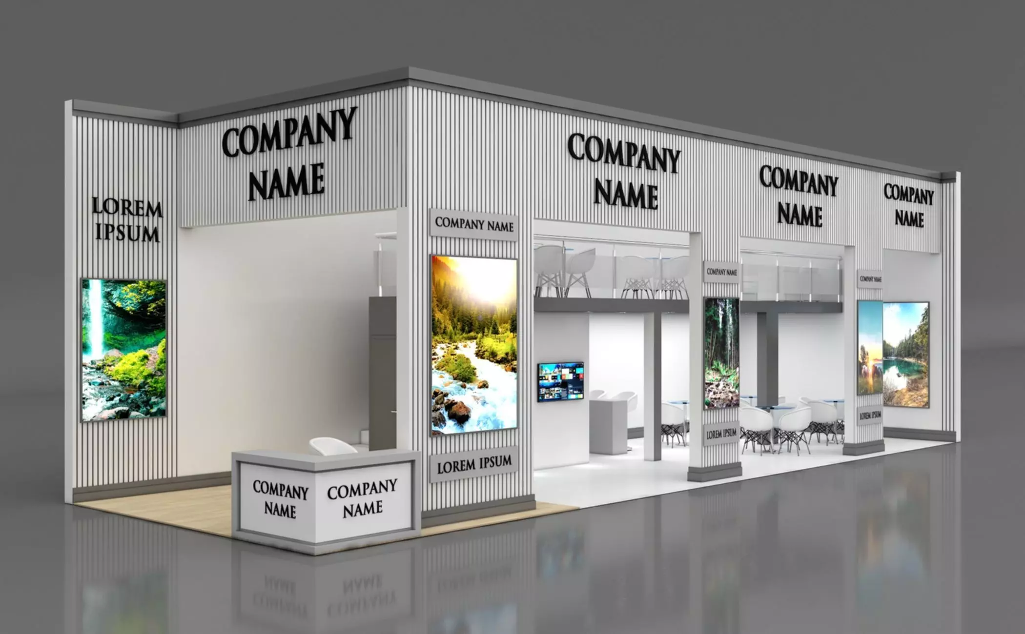 Booth Exhibition Stand Stall 15x5m Height 500 cm 2 Side Open 3D model_0