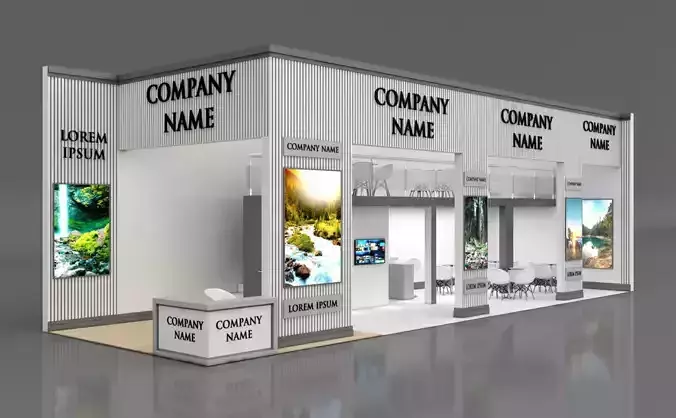 Booth Exhibition Stand Stall 15x5m Height 500 cm 2 Side Open 3D model