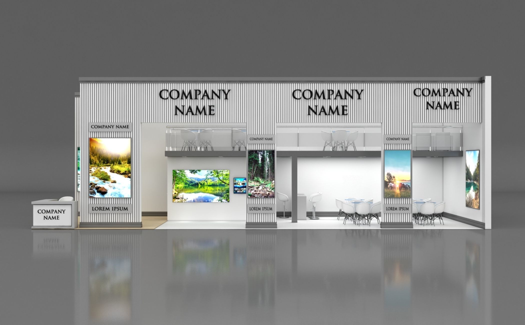 Booth Exhibition Stand Stall 15x5m Height 500 cm 2 Side Open 3D model_2