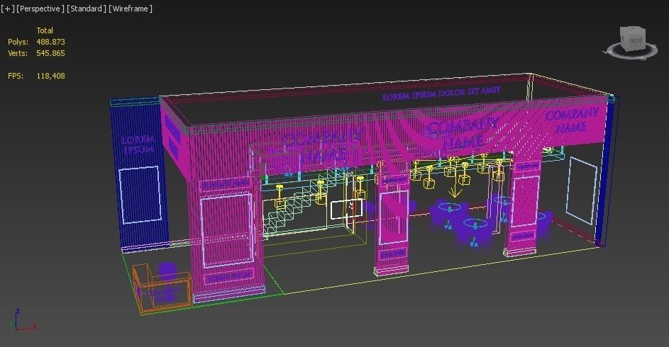 Booth Exhibition Stand Stall 15x5m Height 500 cm 2 Side Open 3D model_4