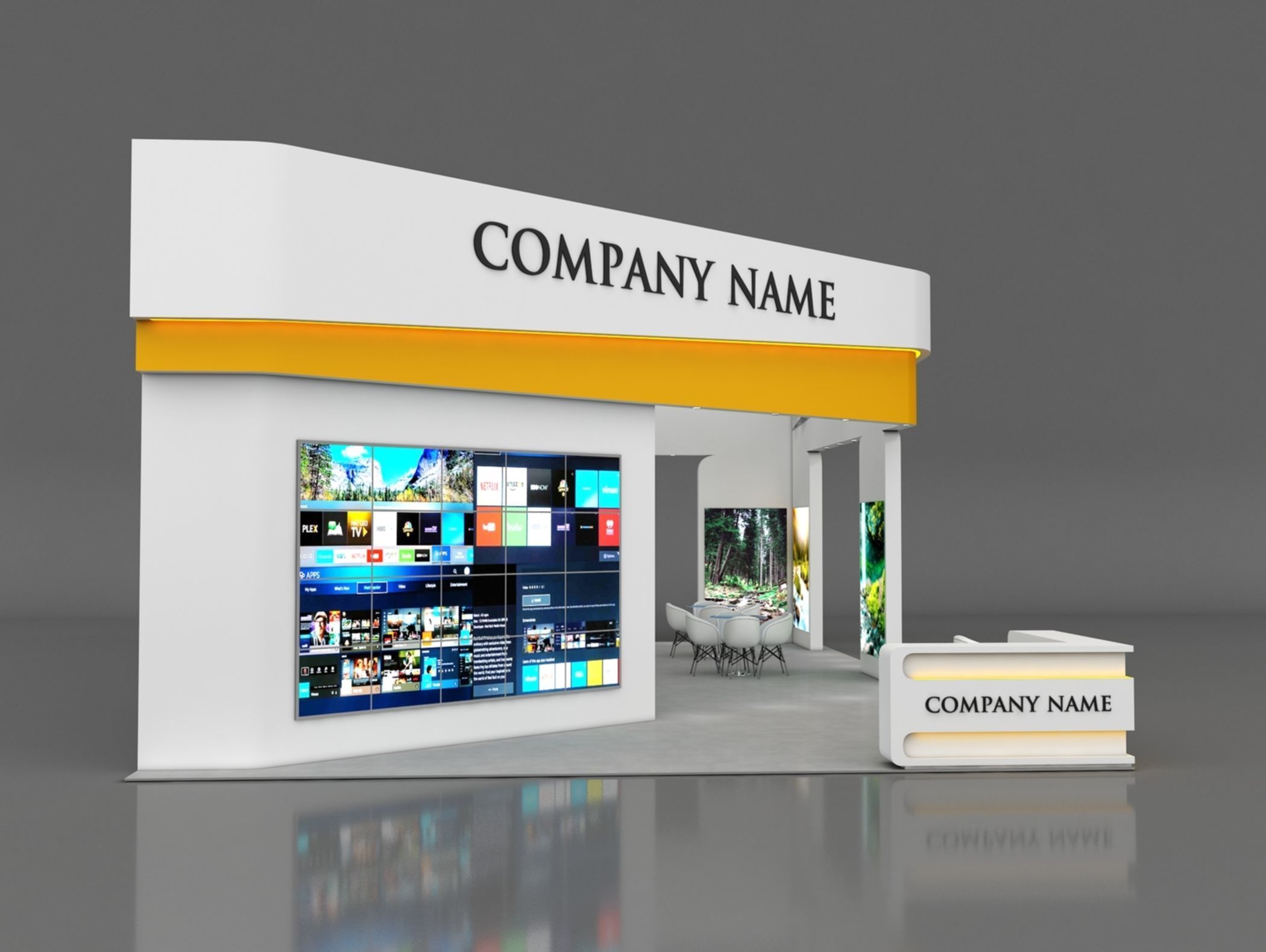 Booth Exhibition Stand Stall 14x8m Height 500 cm 3 Side Open 3D model_6