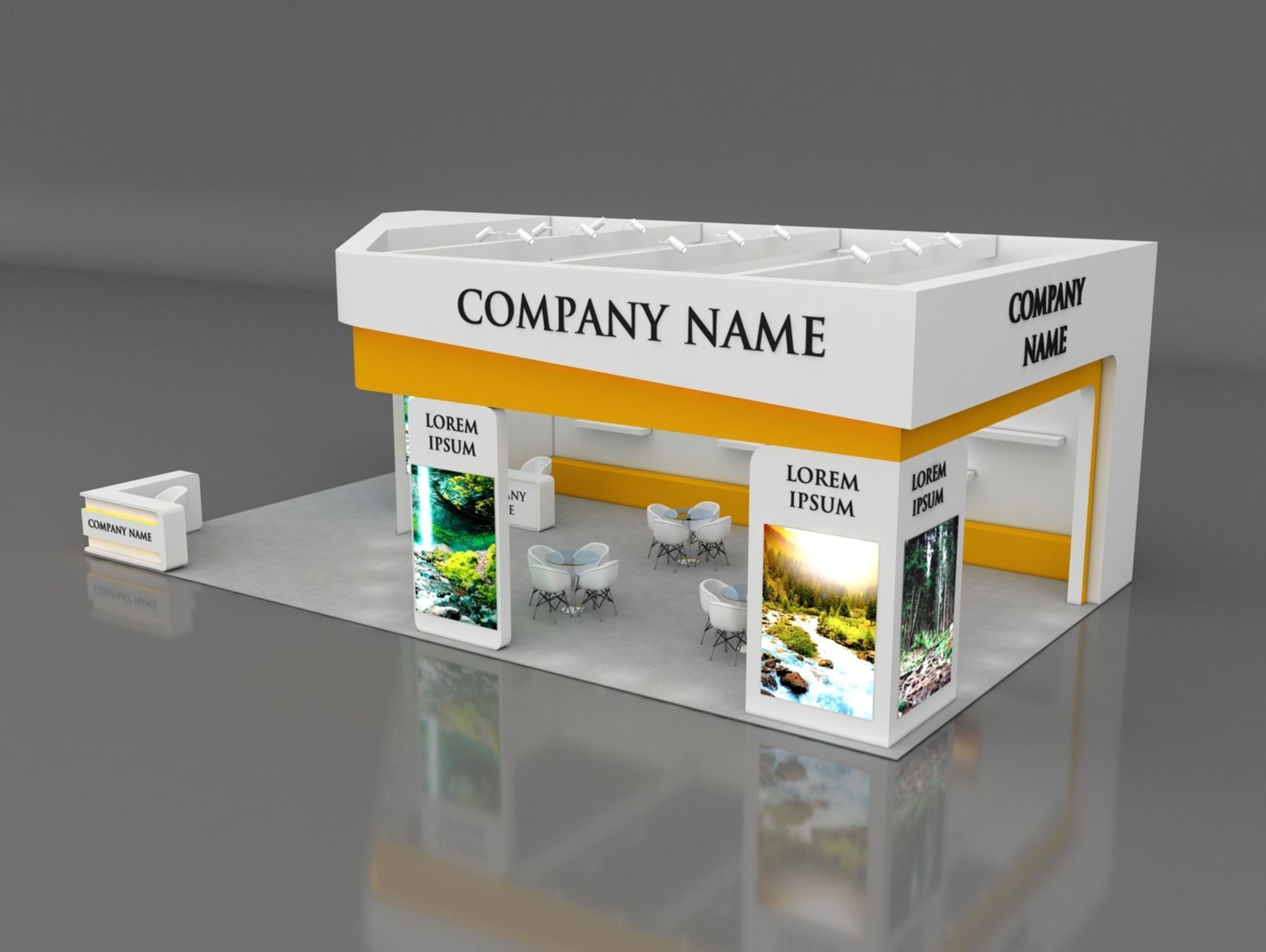 Booth Exhibition Stand Stall 14x8m Height 500 cm 3 Side Open 3D model_4