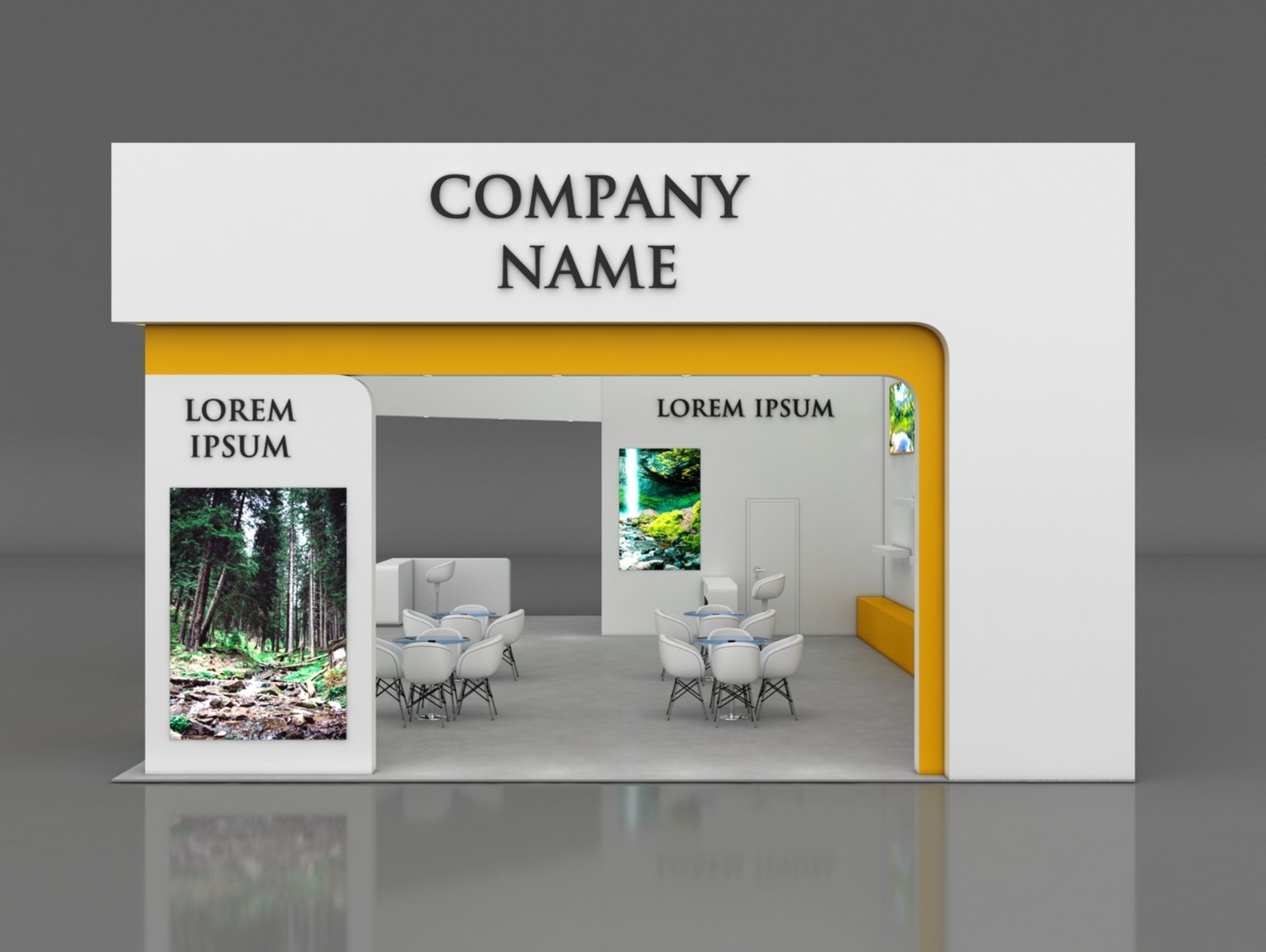 Booth Exhibition Stand Stall 14x8m Height 500 cm 3 Side Open 3D model_5
