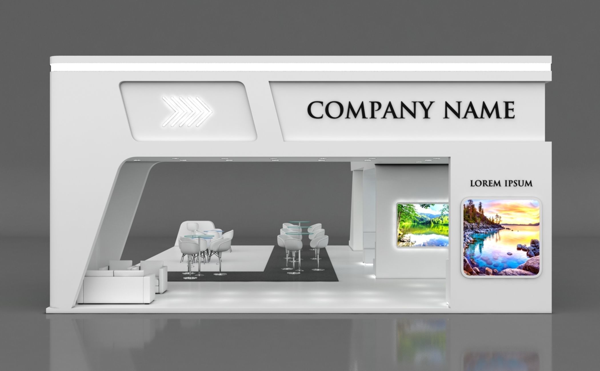 Booth Exhibition Stand Stall 15x10m Height 500 cm 4 Side Open 3D model_9