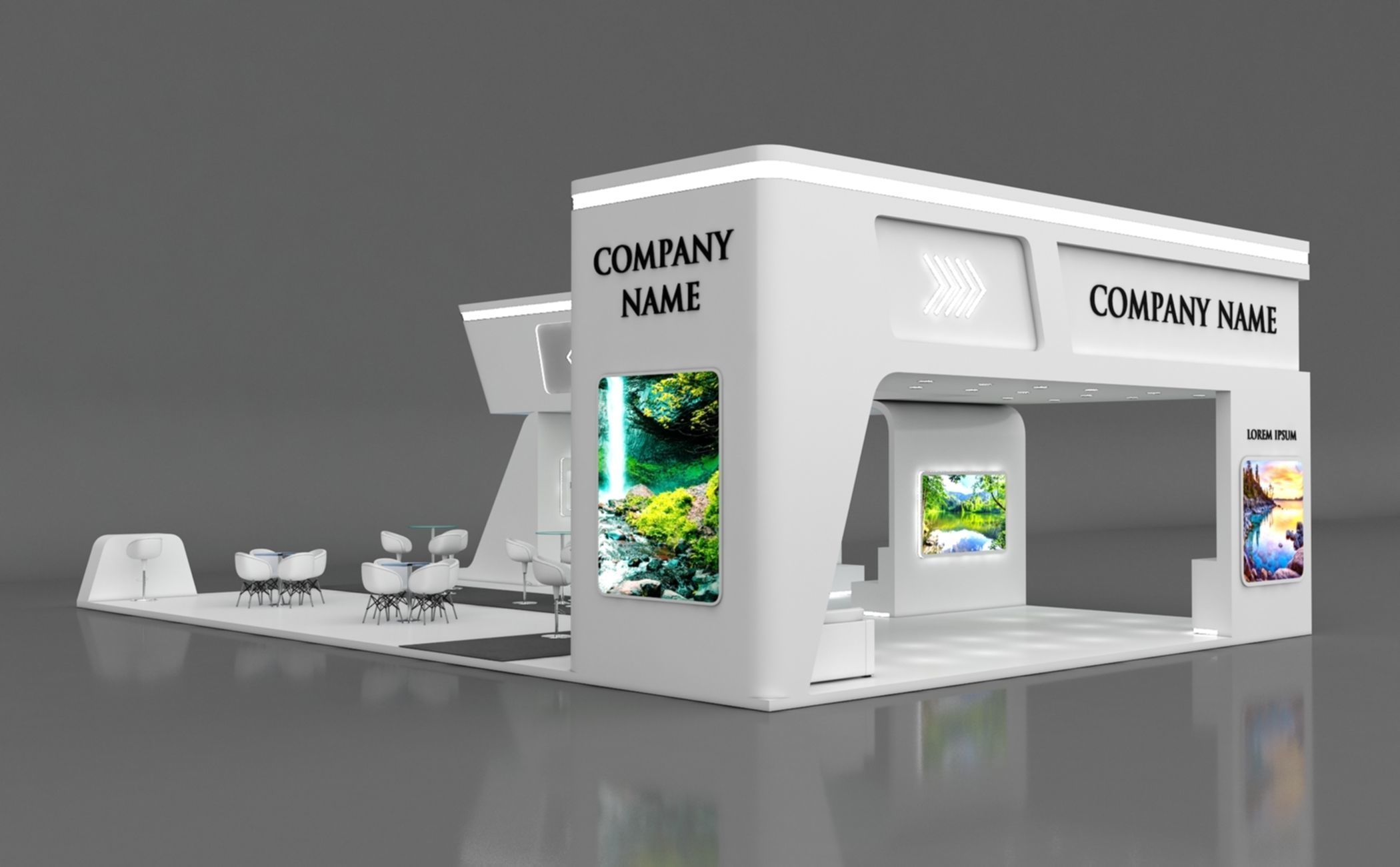 Booth Exhibition Stand Stall 15x10m Height 500 cm 4 Side Open 3D model_10