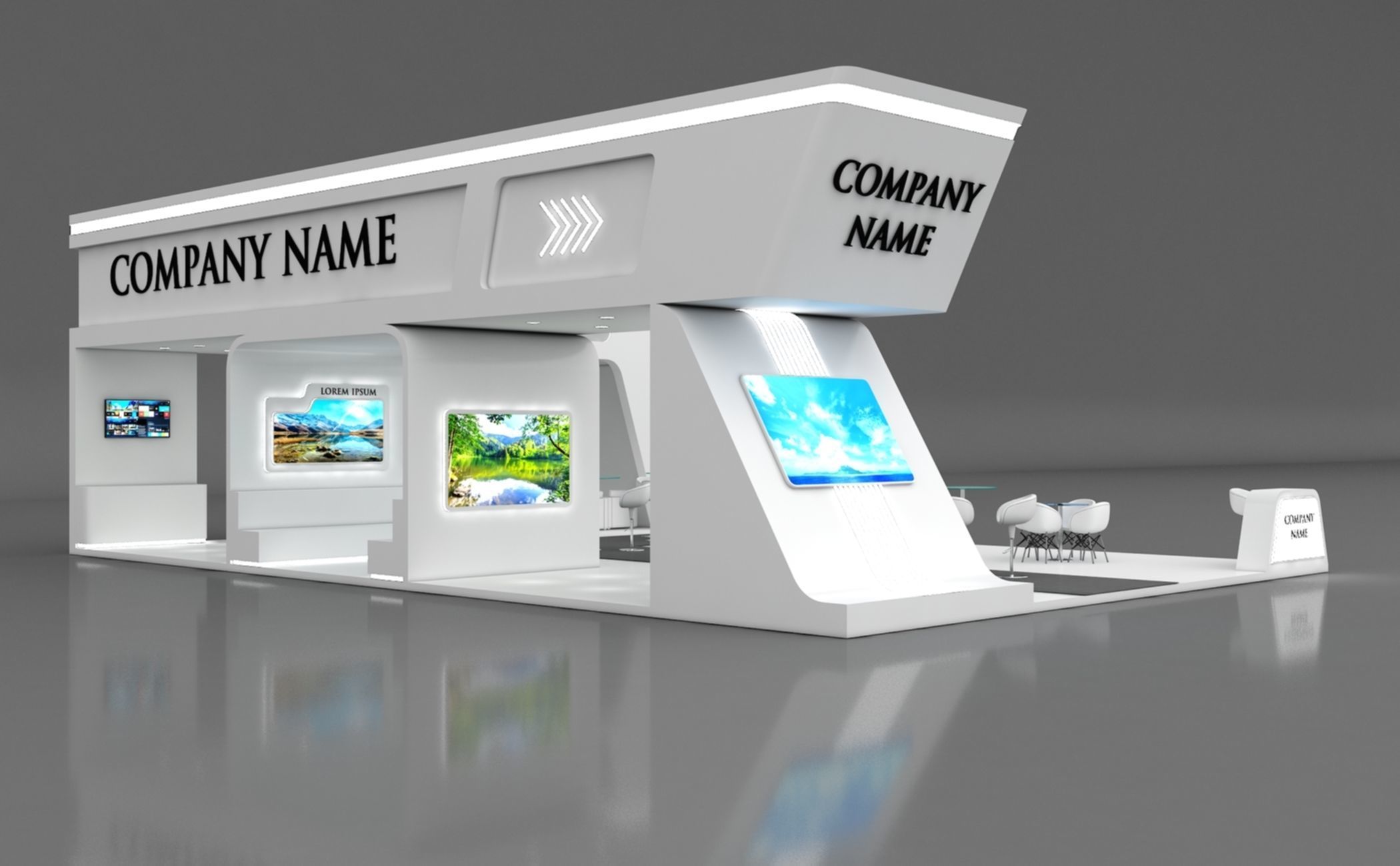 Booth Exhibition Stand Stall 15x10m Height 500 cm 4 Side Open 3D model_1